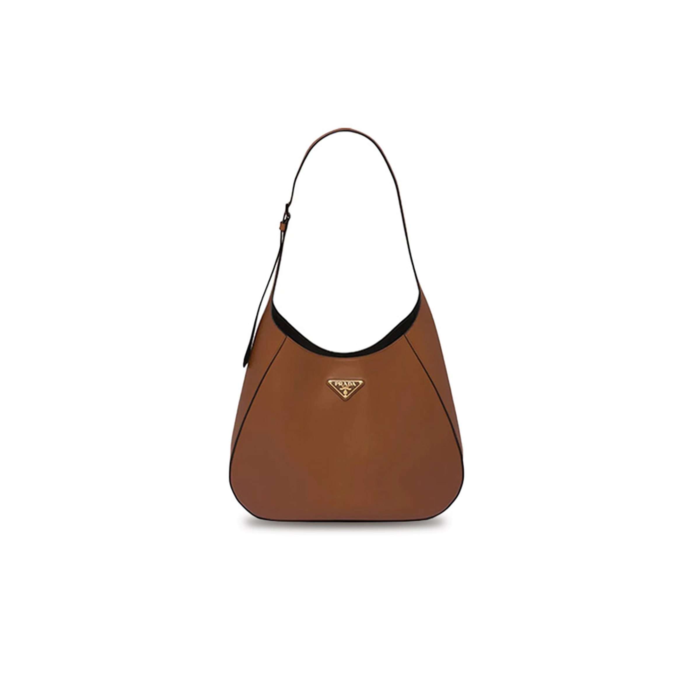 Pra*a enamel metal triangle logo magnetic closure leather shoulder bag 1bc181 (40*30*9cm)